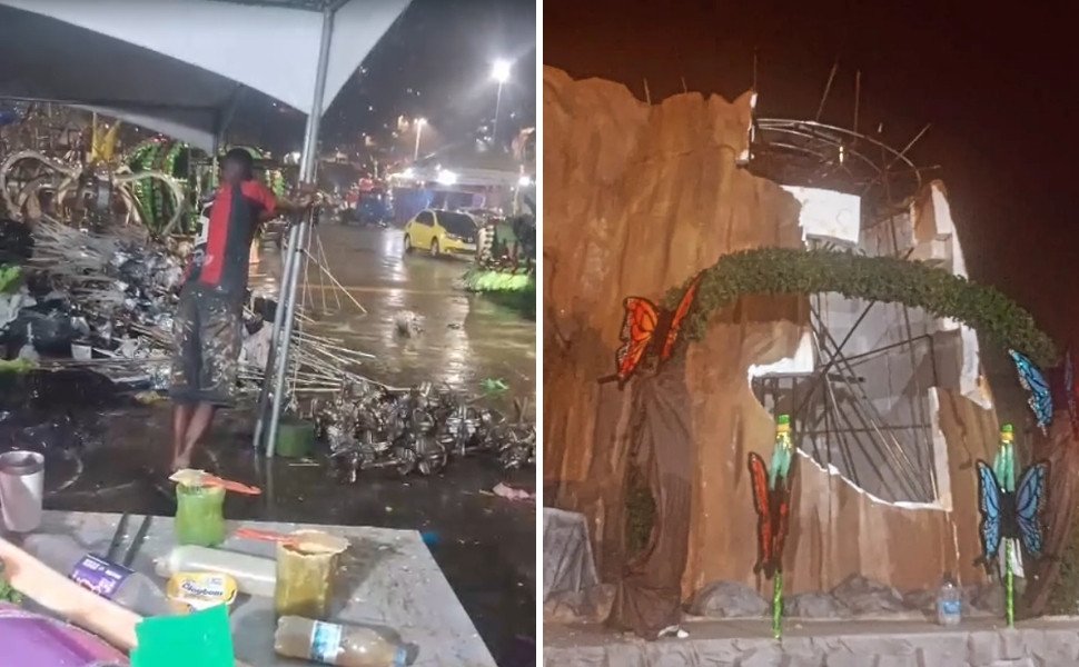 Chuva atinge barrac&otilde;es e danifica alegorias da Imperatriz do Forte e Andara&iacute;