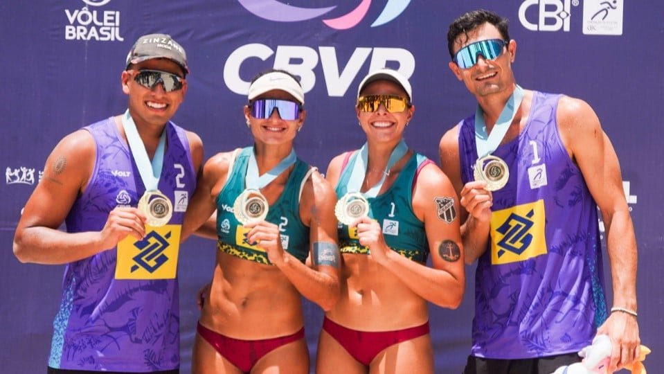 Capixabas s&atilde;o campe&otilde;es da primeira etapa do Circuito Brasileiro de v&ocirc;lei de praia