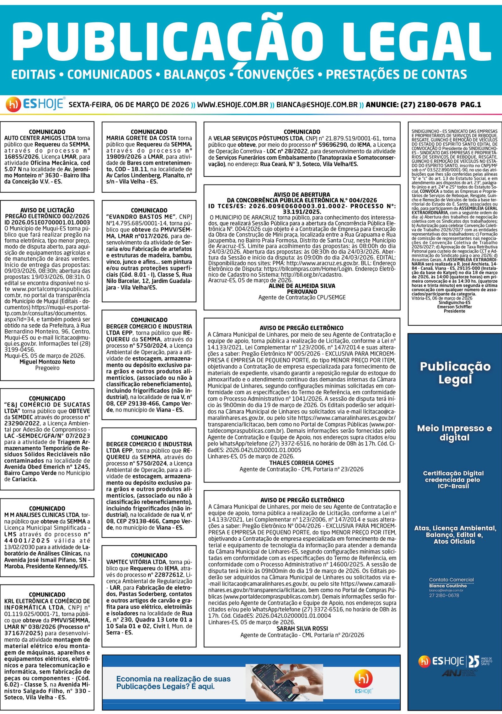 Publica&ccedil;&atilde;o Legal 06/03/2026