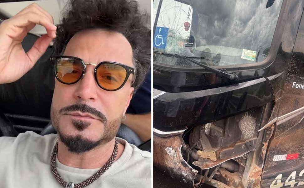 Foto:
                Reprodu&ccedil;&atilde;o/Instagram
              
            
          
        
  

  

  


			
        O &ocirc;nibus do cantor Latino sofreu um acidente na manh&atilde; desta sexta-feira (6) no inter