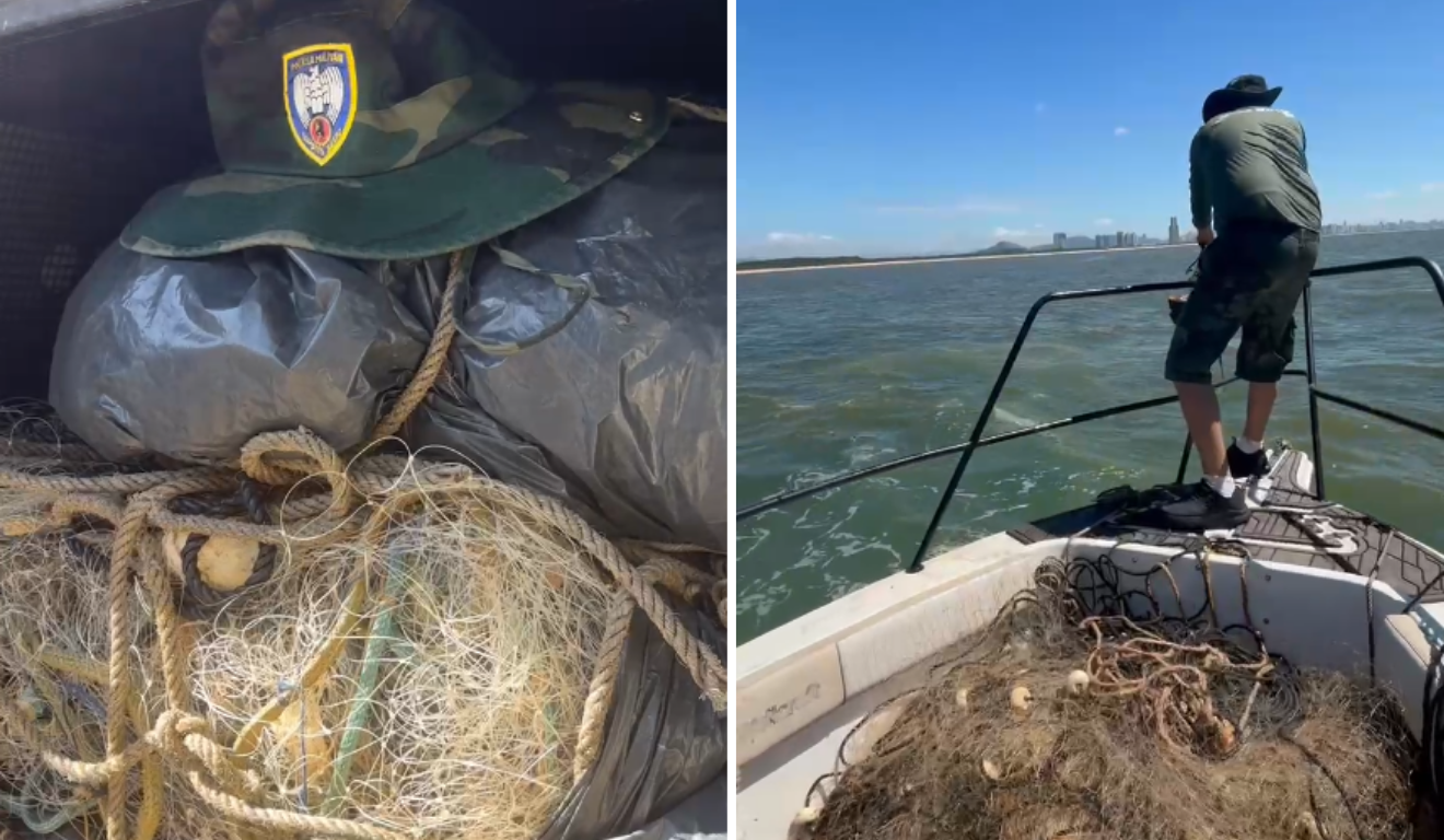 Opera&ccedil;&atilde;o apreende 700 metros de redes de pesca irregulares em Vila Velha
