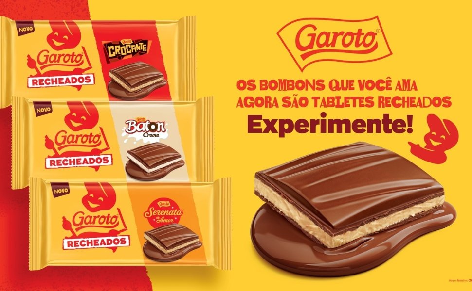 Garoto lan&ccedil;a tabletes recheados com Batom, Crocante e Serenata de Amor