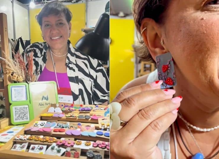 Professora transforma cidades do ES em brincos artesanais