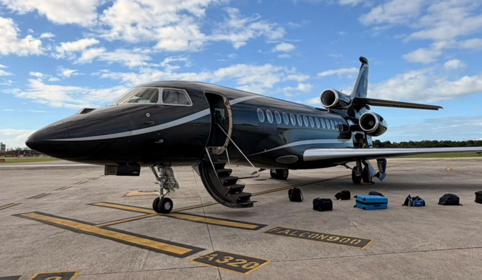 O Falcon 7X &eacute; um jato de ultra-longo alcance da fabricante Dassault Aviation. Aeronave usada custou US$ 20 milh&otilde;es. Cr&eacute;dito: Divulga&ccedil;&atilde;o