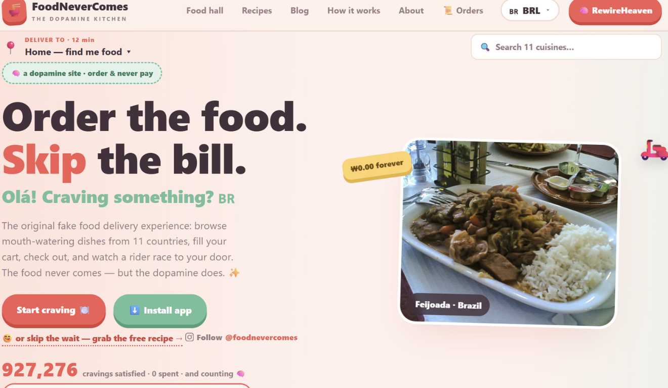 O site onde a comida nunca chega: o que ele revela sobre nosso c&eacute;rebro e o v&iacute;cio em delivery