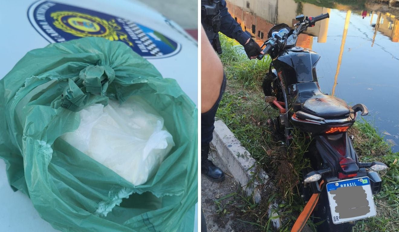 Dupla tenta escapar da Guarda, perde controle da moto e cai em canal em Vila Velha