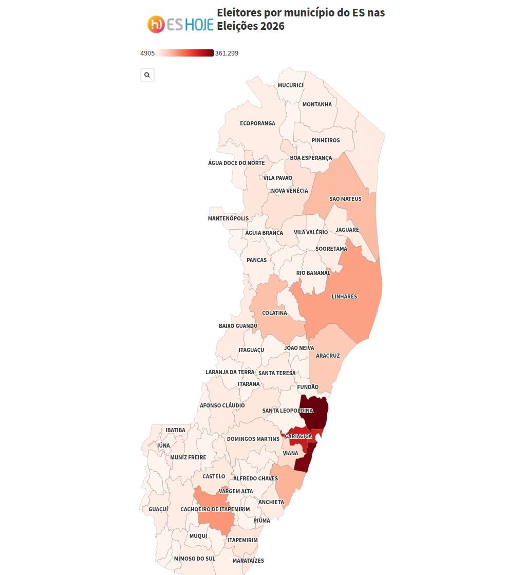 O mapa das elei&ccedil;&otilde;es 2026 no ES: onde est&atilde;o os votos que decidem a disputa