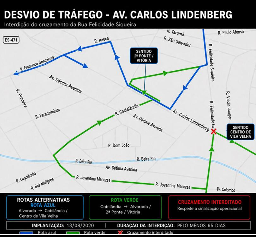 Aten&ccedil;&atilde;o, motoristas: cruzamento ser&aacute; fechado em Vila Velha para obras