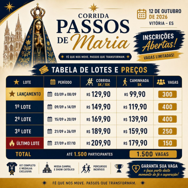Corrida cat&oacute;lica abre inscri&ccedil;&otilde;es em Vit&oacute;ria com percursos de 5 e 10 km