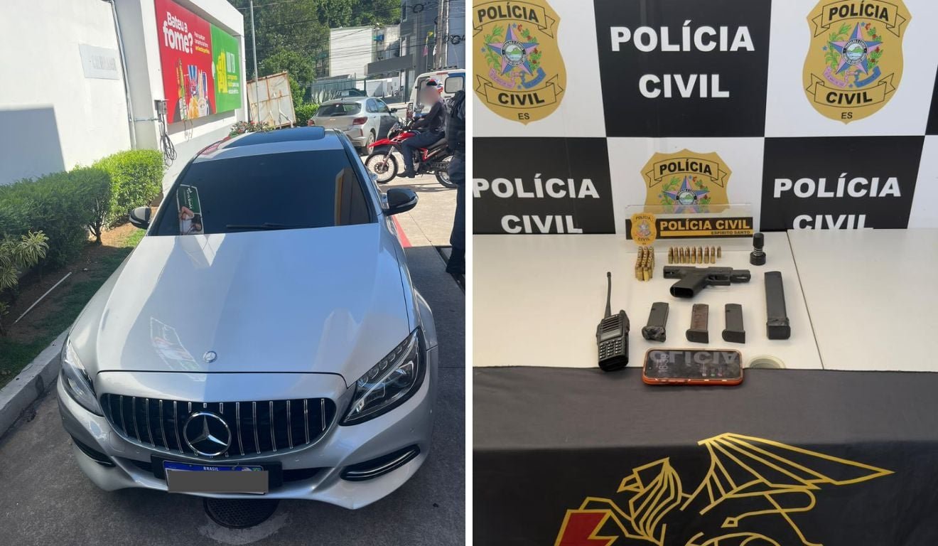 Carro de luxo, arma e muni&ccedil;&otilde;es foram apreendidos (Foto: Divulga&ccedil;&atilde;o / Pol&iacute;cia Militar)