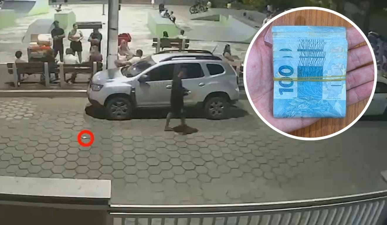 Homem encontra ma&ccedil;o de dinheiro em pra&ccedil;a e procura dono em Ibira&ccedil;u