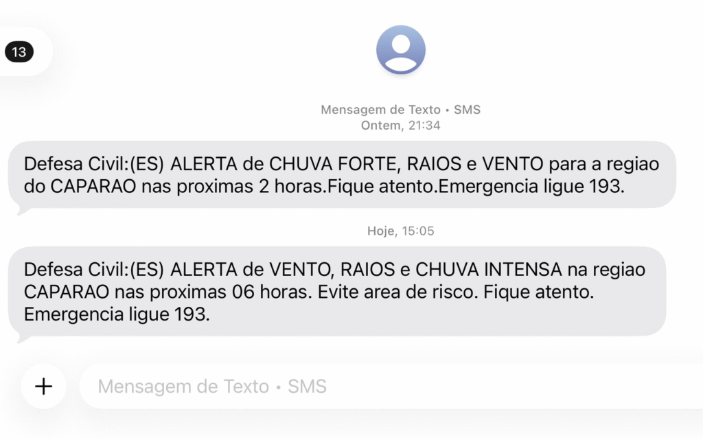 Defesa Civil alerta para chuva intensa, raios e granizo no Capara&oacute;