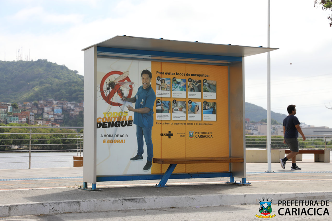 Pontos de ônibus de Cariacica ganham mensagens educativas para combater a dengue